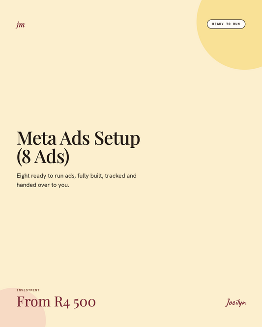 Meta Ads Setup, 8 ads, from R4 500