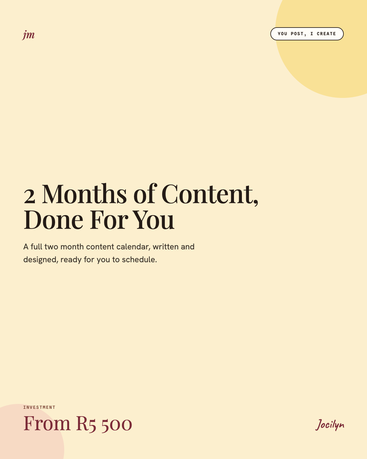 2 Months of Content Done For You, from R5 500