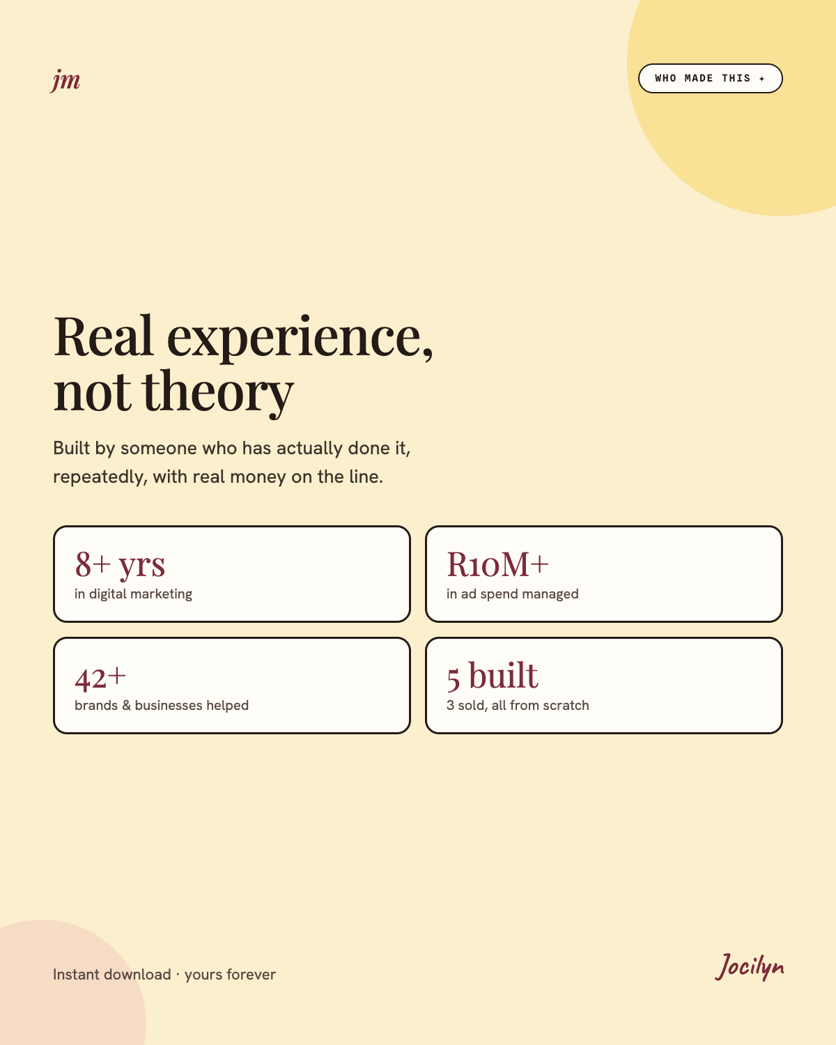 Real experience, not theory