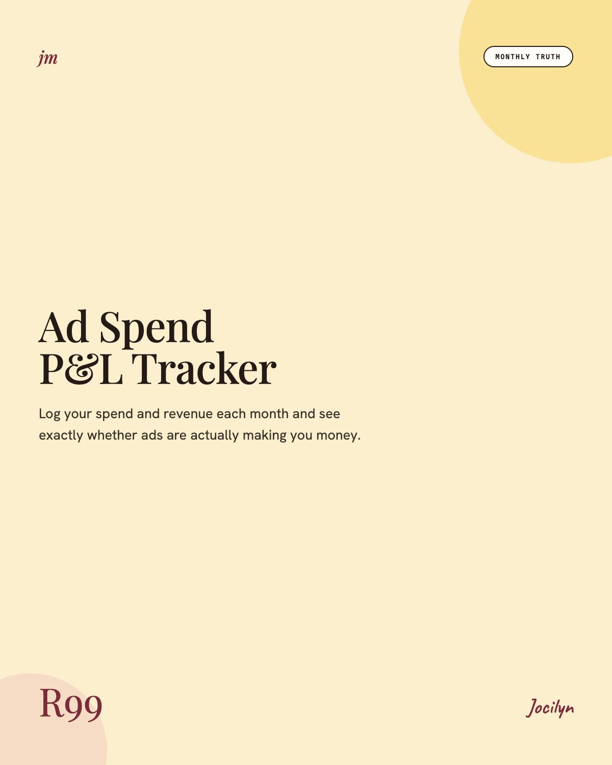 Ad Spend P&L Tracker, R99